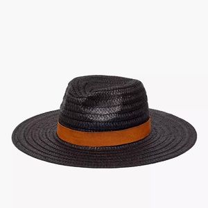 Packable Braided Straw Hat, Black